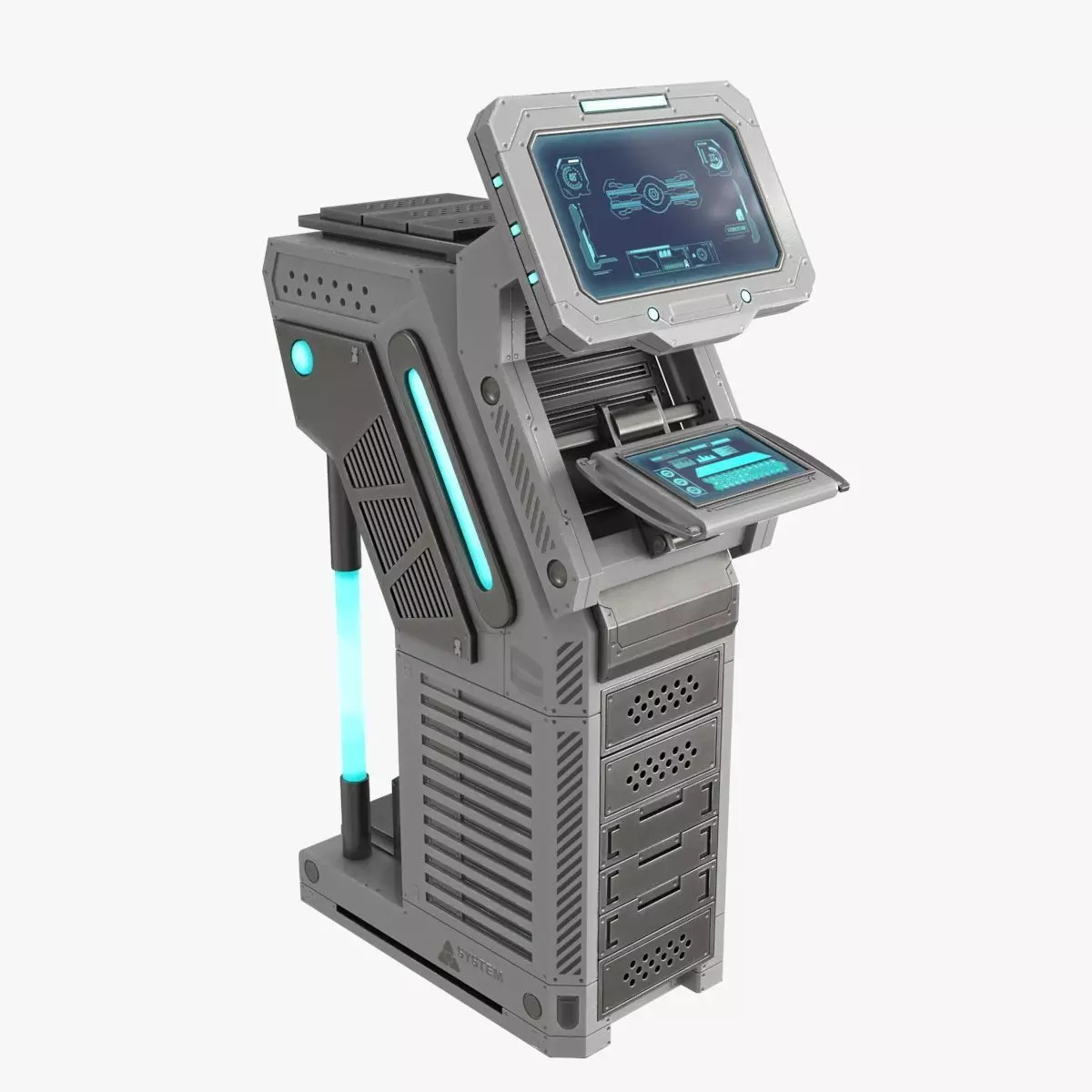 Sci Fi Terminal v1 Low-poly 3D model_0
