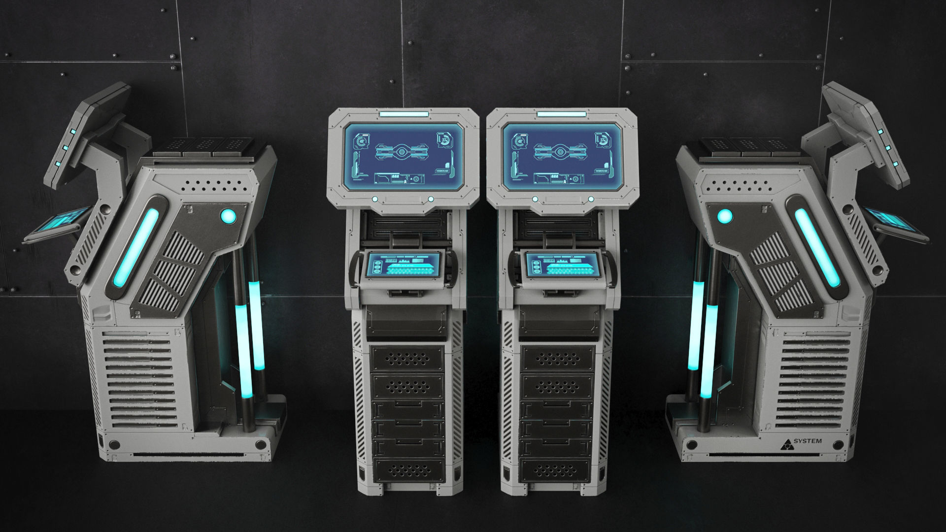 Sci Fi Terminal v1 Low-poly 3D model_3