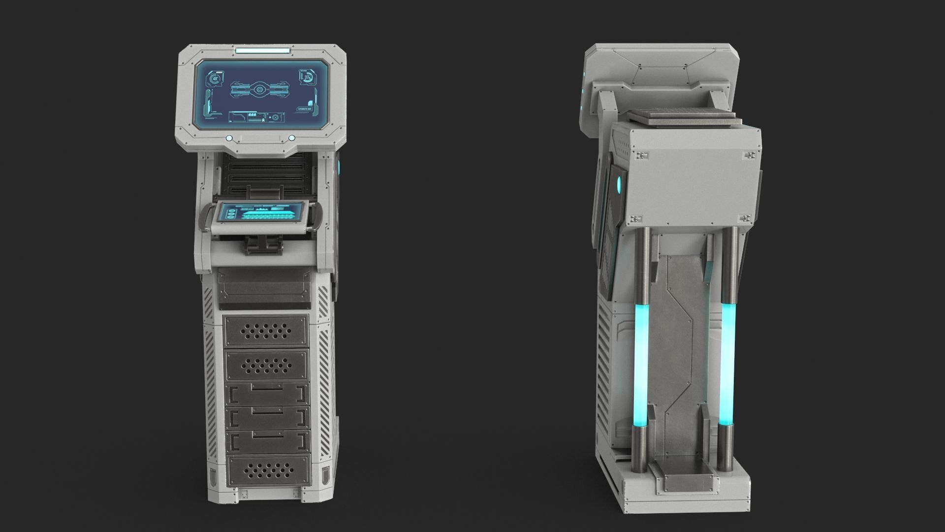 Sci Fi Terminal v1 Low-poly 3D model_2