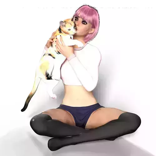 GIRL PLAY WITH CAT 3