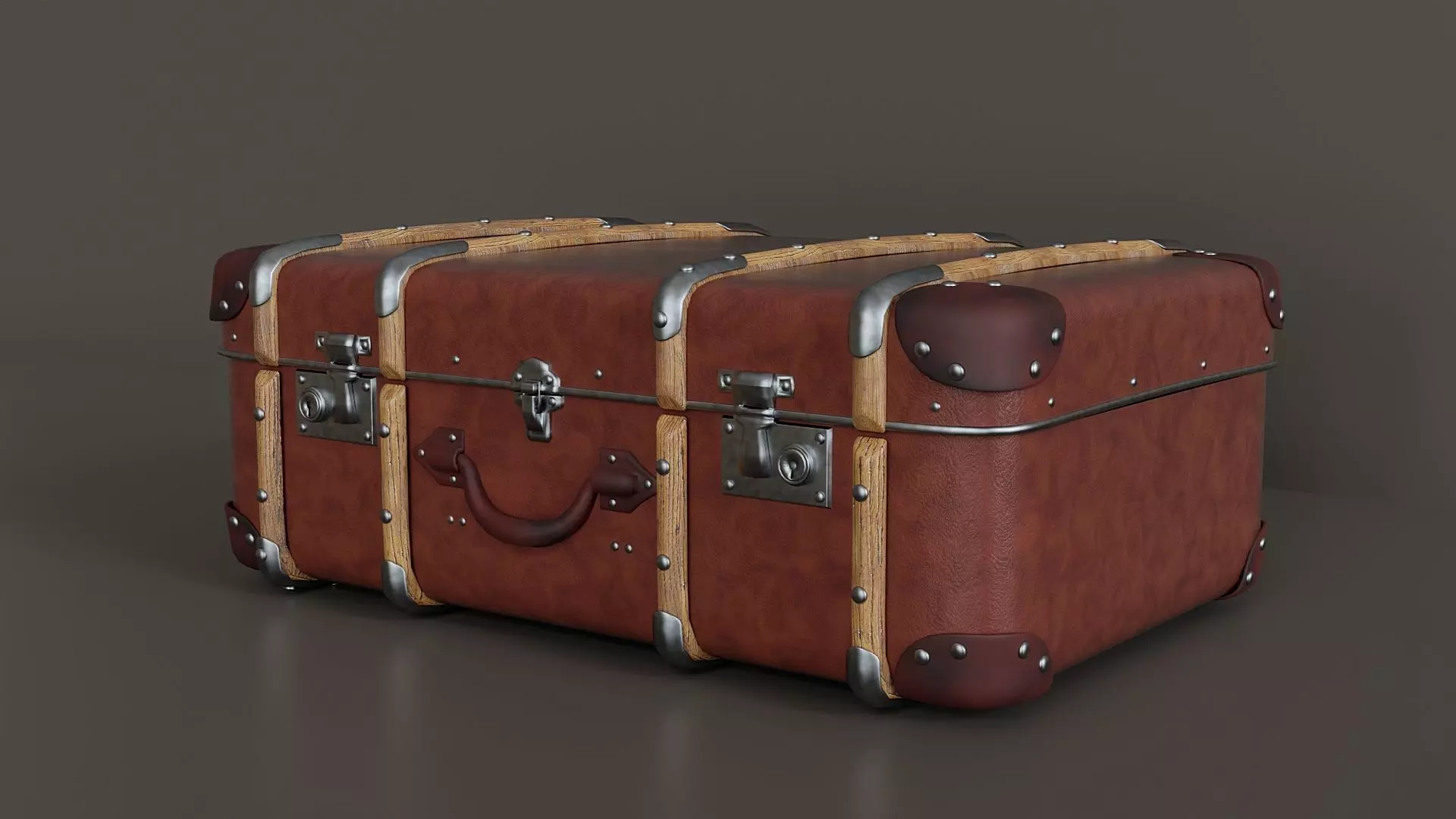 Large rare leatherette suitcase 3D model_0
