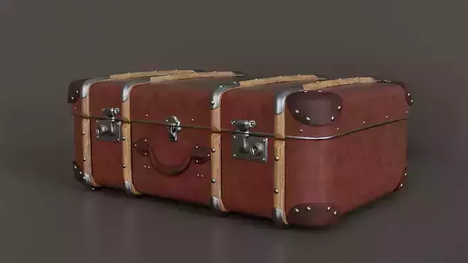 Large rare leatherette suitcase 3D model