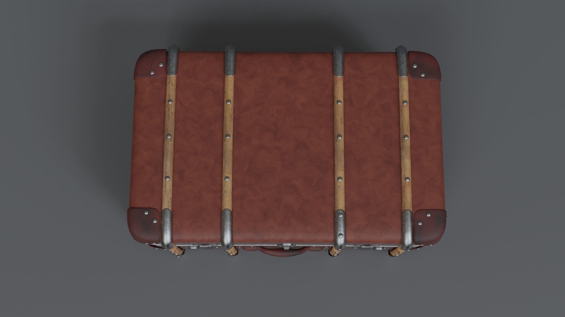 Large rare leatherette suitcase 3D model_3