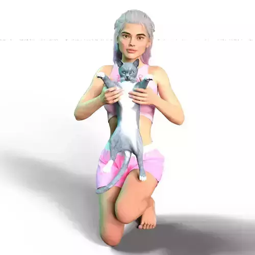 GIRL PLAY WITH CAT 2