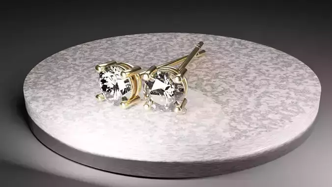 Earrings two diamond stud on plate