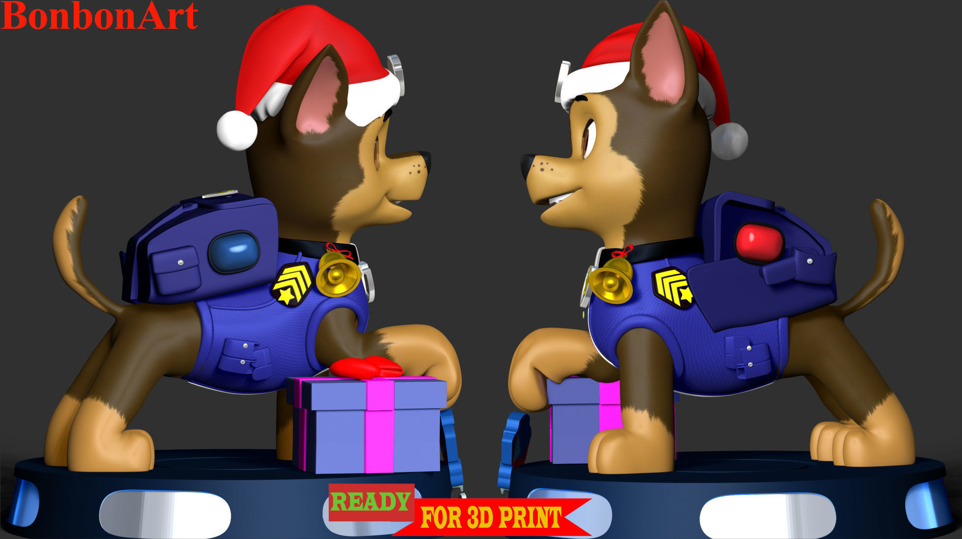 Chase Paw Patrol - Merry Christmas 3D print model_4