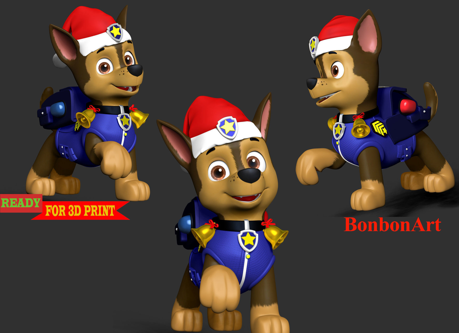 Chase Paw Patrol - Merry Christmas 3D print model_2