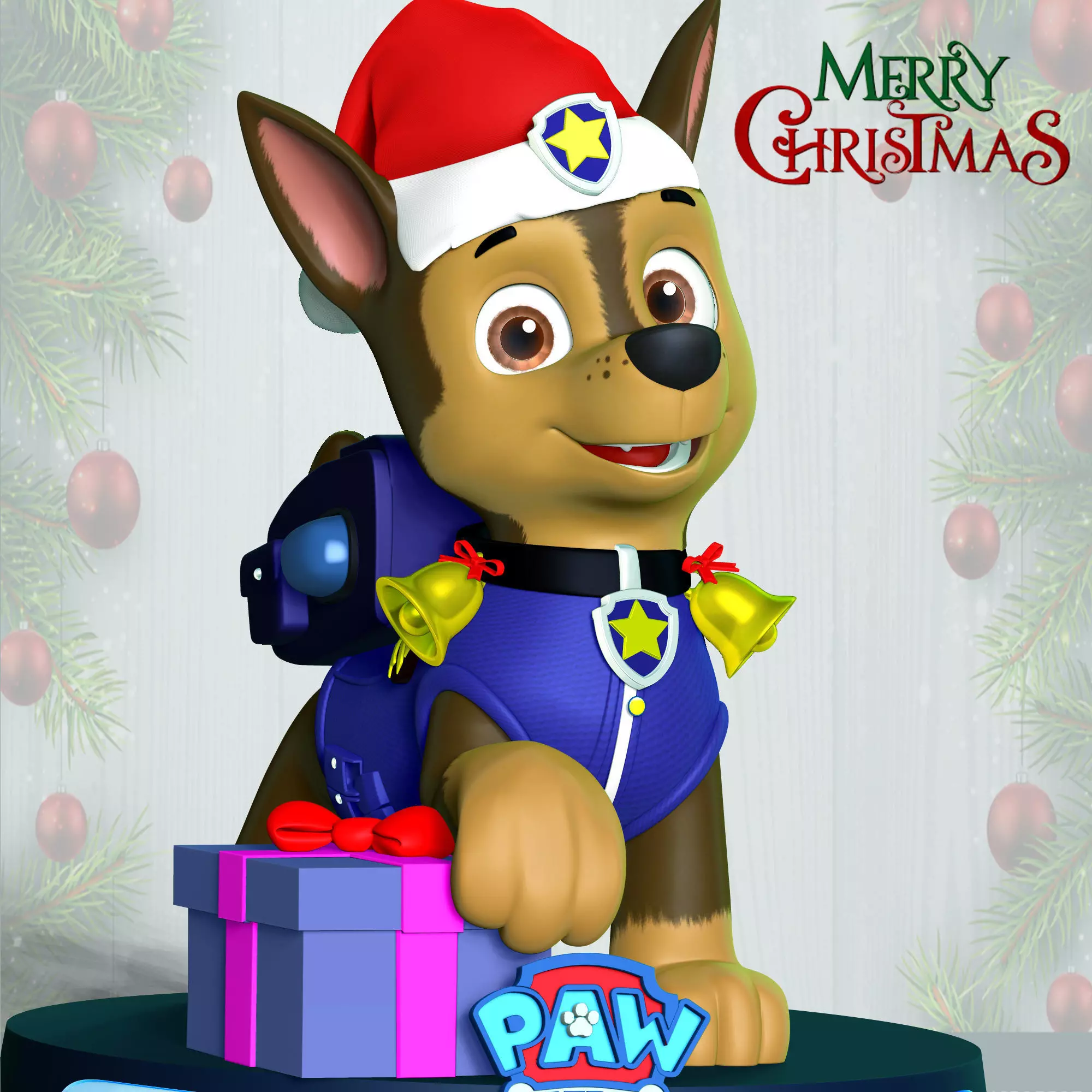 Chase Paw Patrol - Merry Christmas 3D print model_0