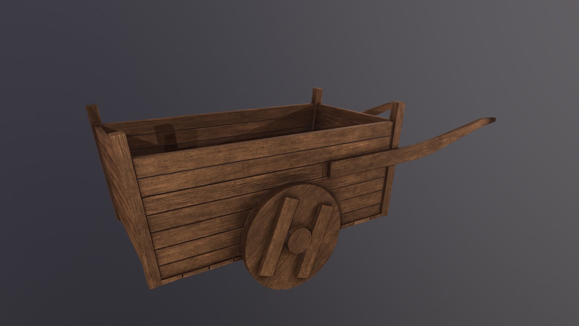 Old Wooden Cart 3D Model Low-poly 3D model_1