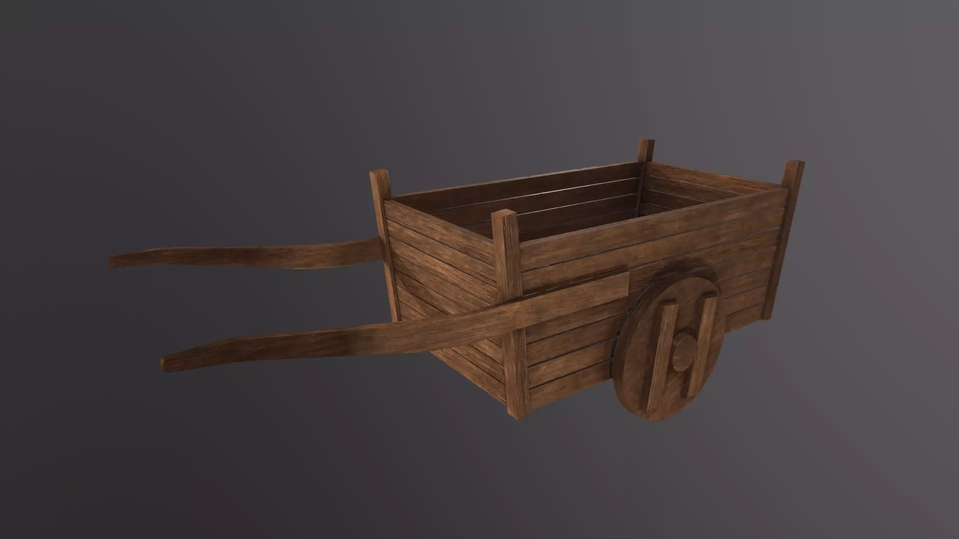 Old Wooden Cart 3D Model Low-poly 3D model_0