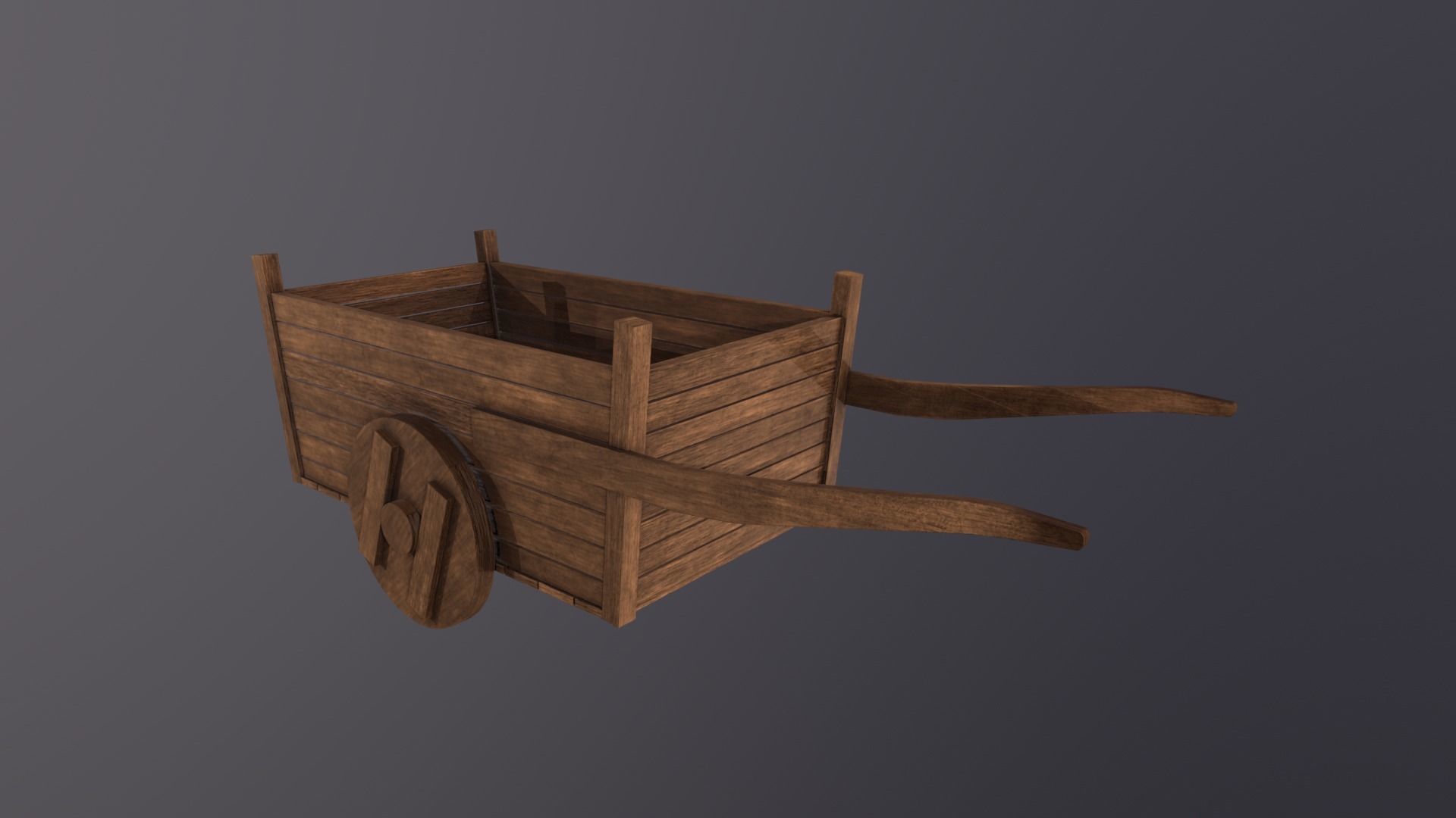 Old Wooden Cart 3D Model Low-poly 3D model_2