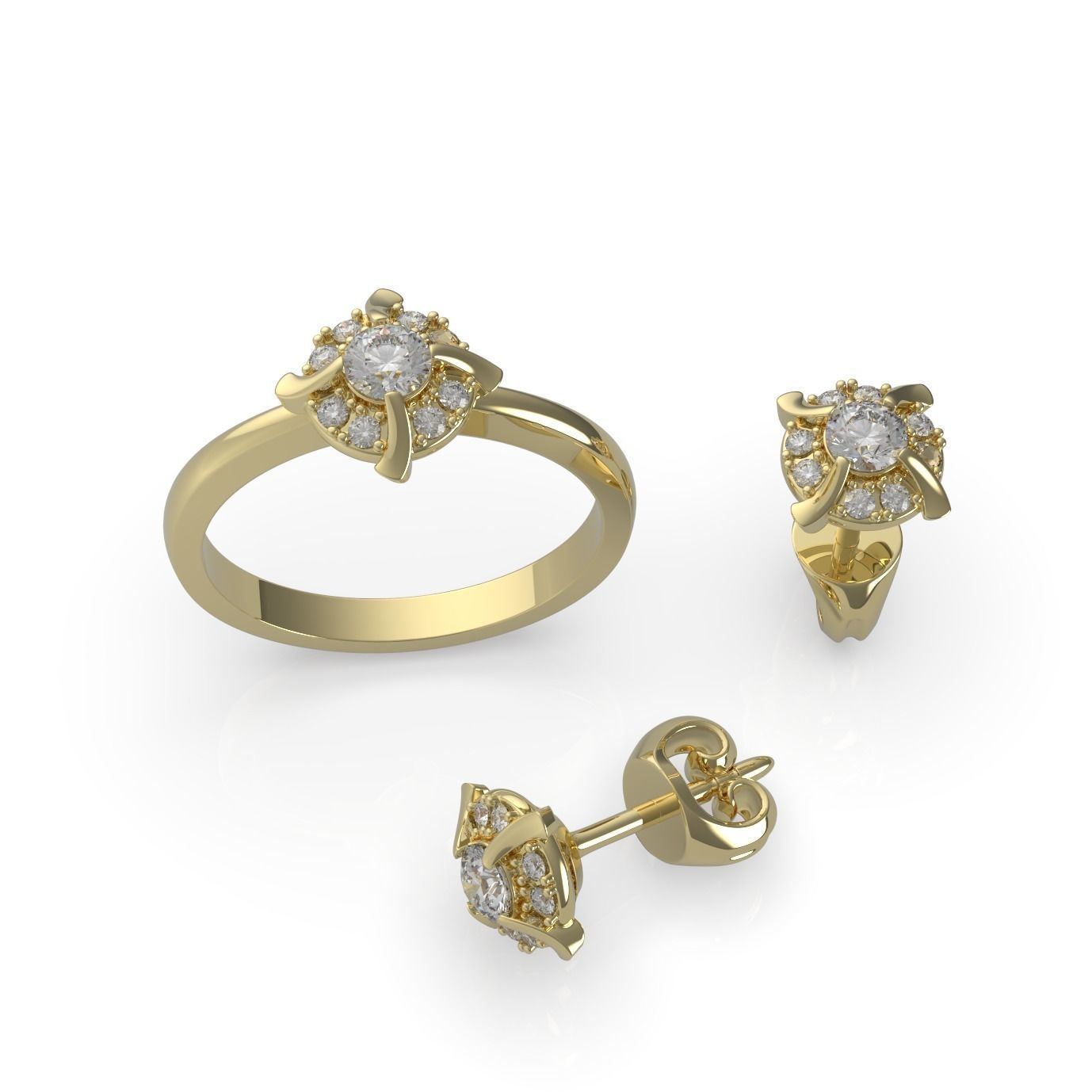 Ring and Studs 029 3D print model_3