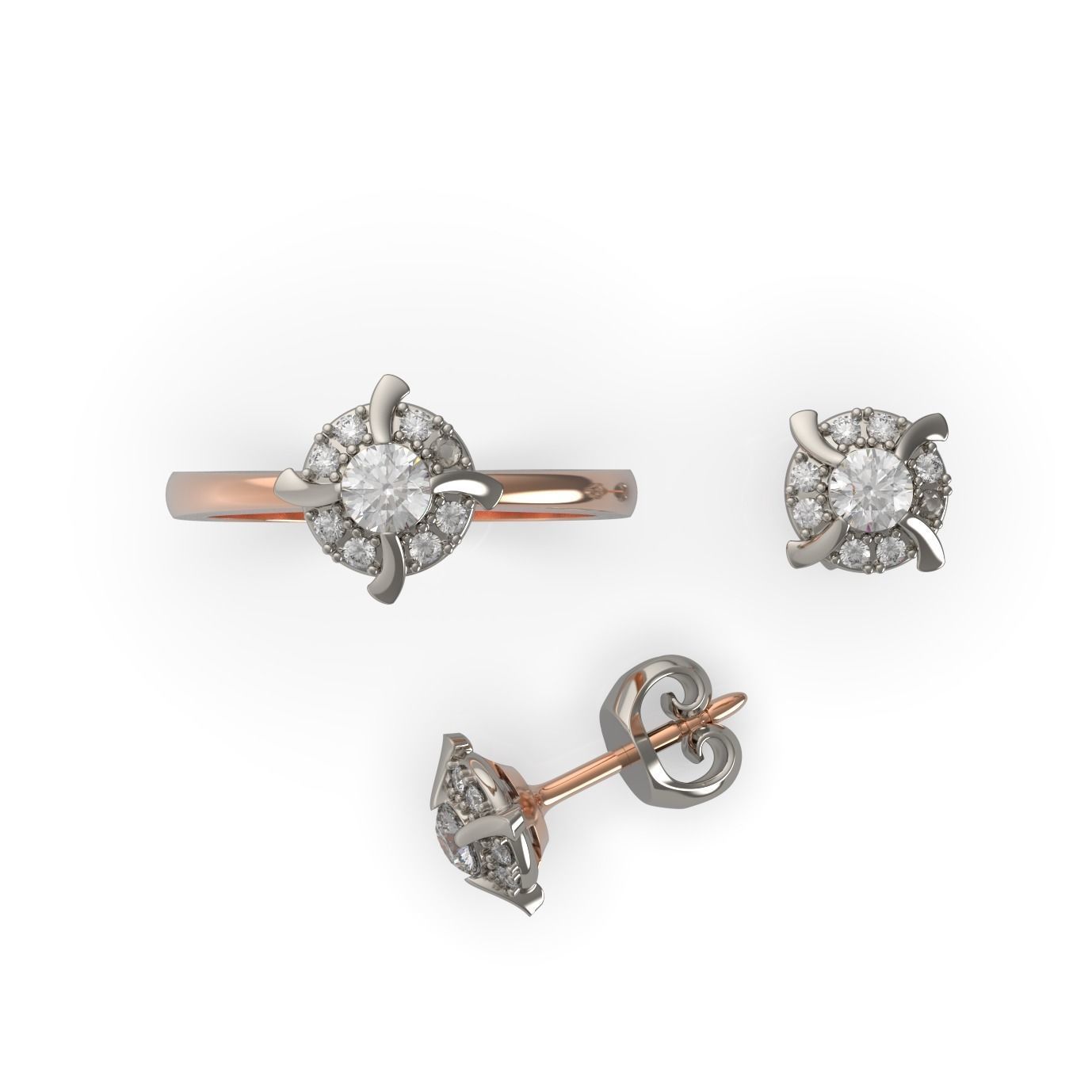 Ring and Studs 029 3D print model_1