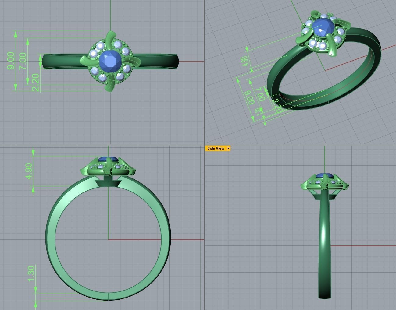 Ring and Studs 029 3D print model_6