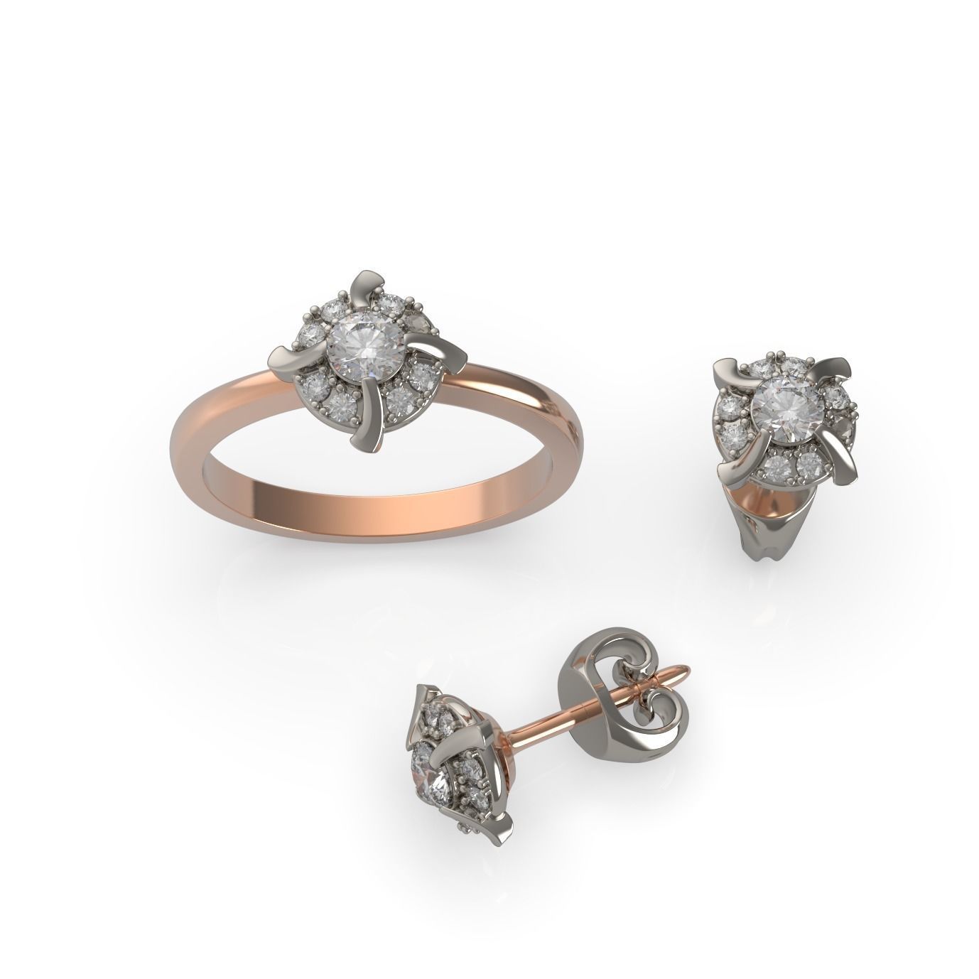 Ring and Studs 029 3D print model_4