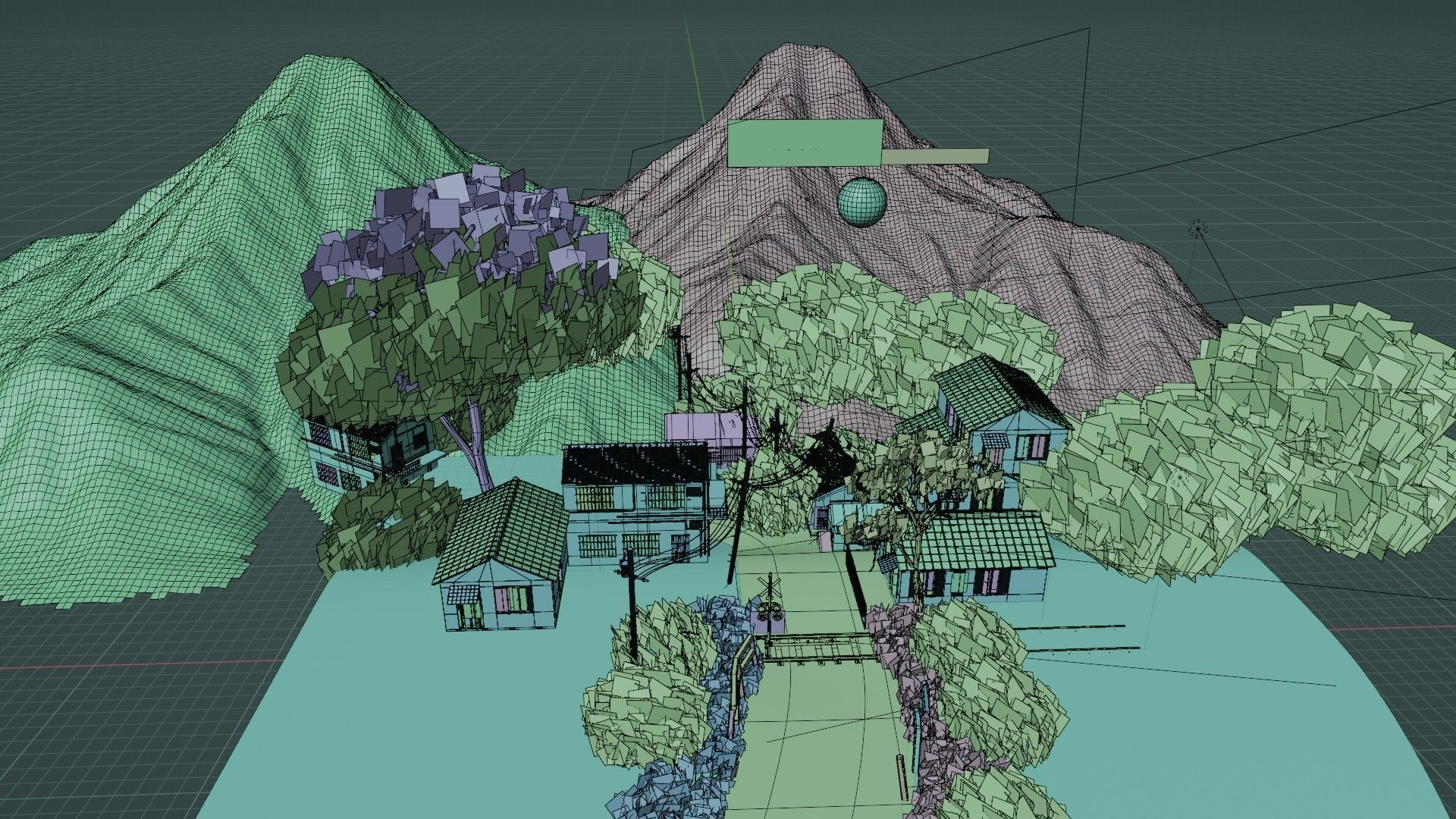 anime village made in blender 3D model_11