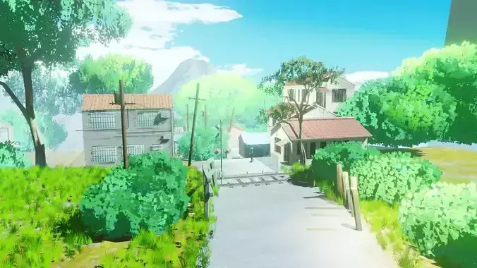 anime village made in blender 3D model