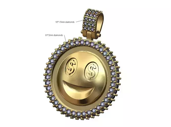 Iced Money emoji pendant with bail