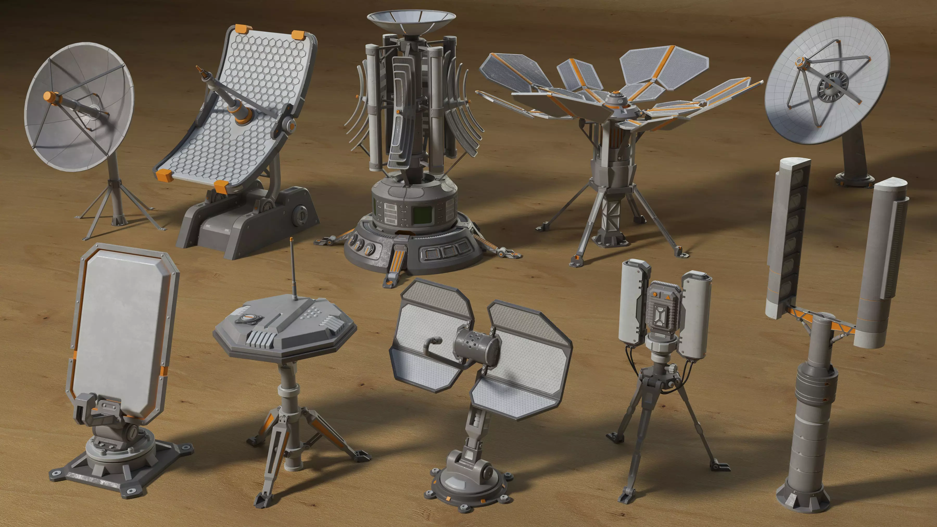 Antenas Collection - 10 pieces Low-poly 3D model