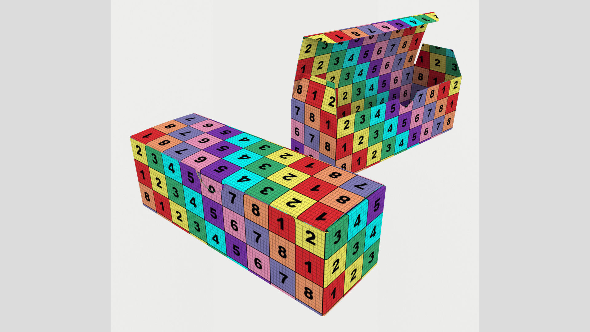 3D model 15cm Long Paper Box Closed Opened Unwrapped 3D model_8