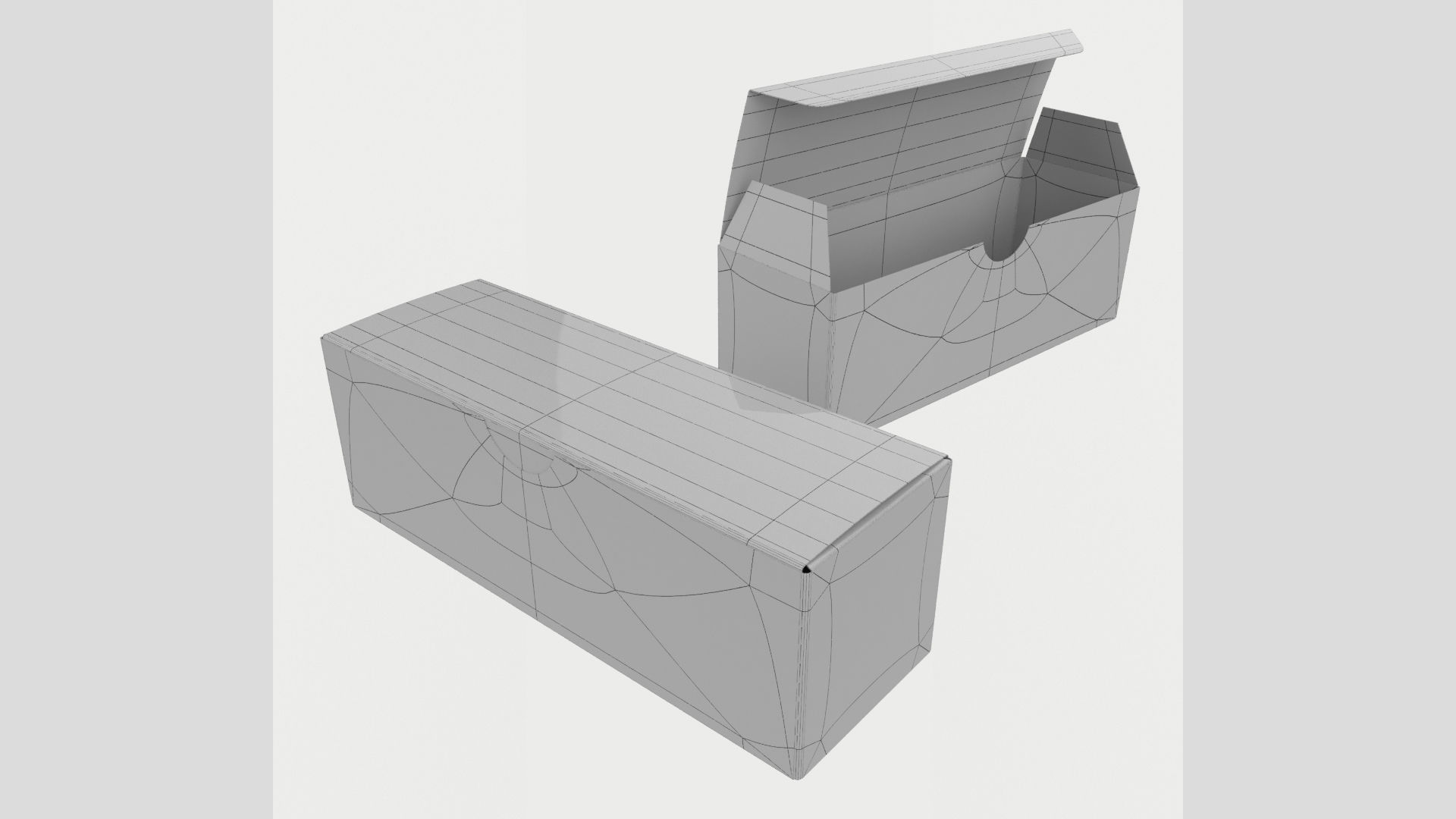 3D model 15cm Long Paper Box Closed Opened Unwrapped 3D model_12