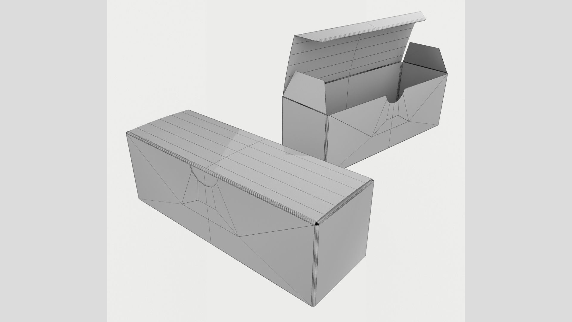 3D model 15cm Long Paper Box Closed Opened Unwrapped 3D model_11