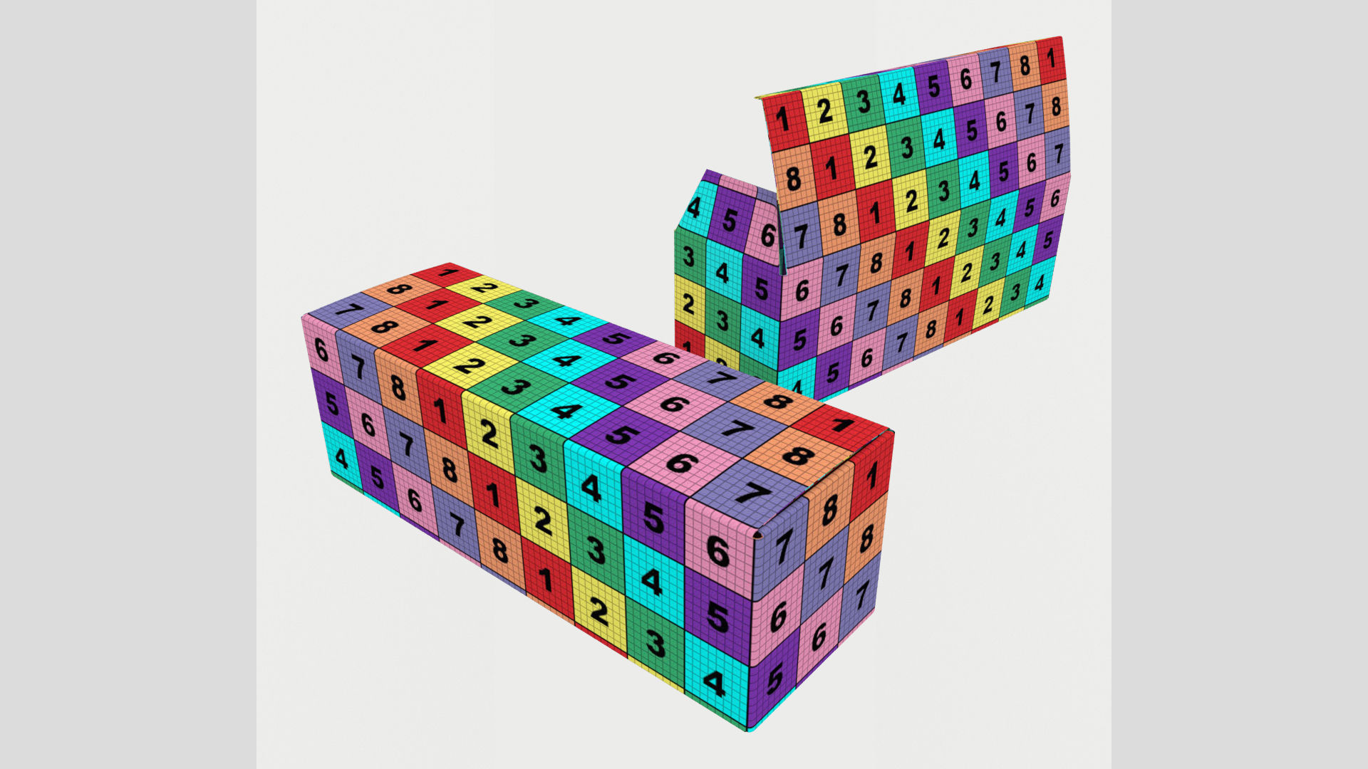 3D model 15cm Long Paper Box Closed Opened Unwrapped 3D model_9