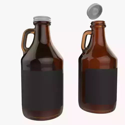 Growler Beer Bottle 32oz 1L Low High Poly