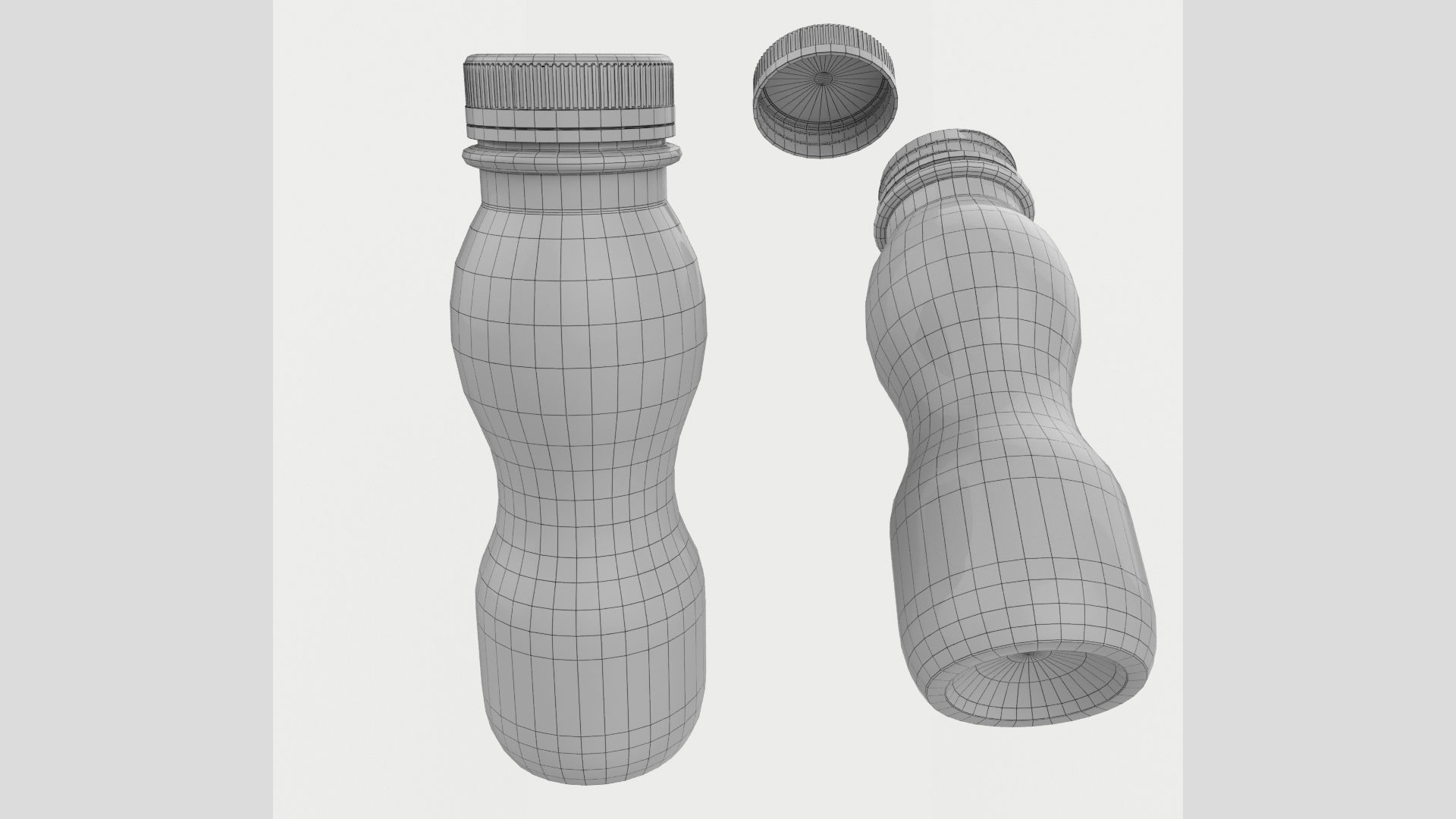 200ml 7oz Yogurt Bottle Low High Poly 3D model_9