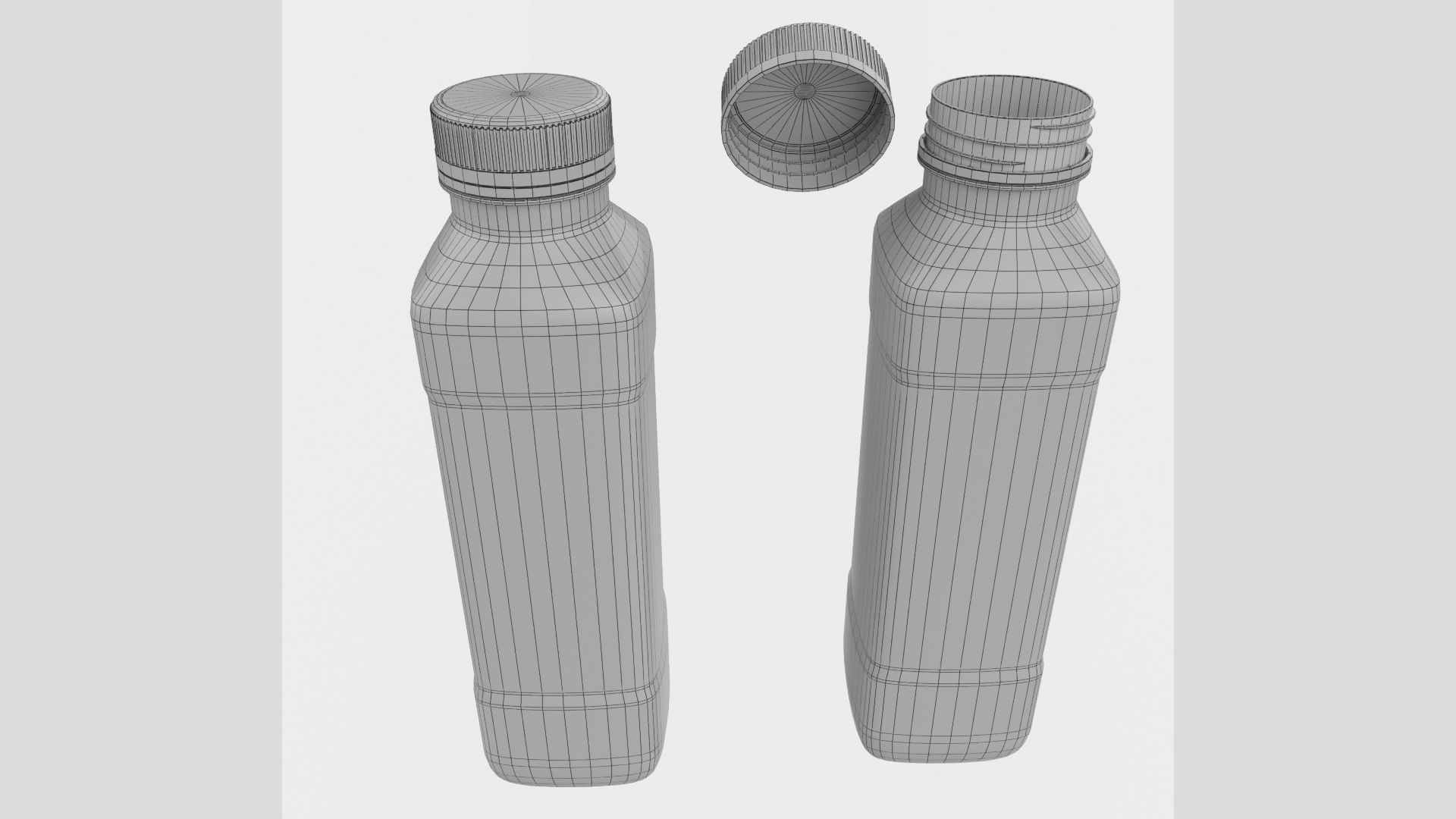 Square Yogurt Bottle Low High Poly 3D model_9