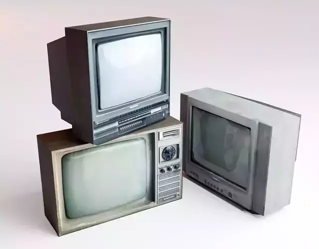 Vintage TV sets Retro Television Low Poly Nostalgia 1970s 1980s Low-poly 3D model