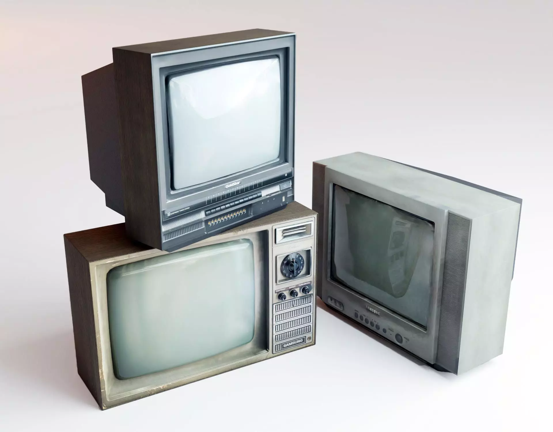 Vintage TV sets Retro Television Low Poly Nostalgia 1970s 1980s Low-poly 3D model_0