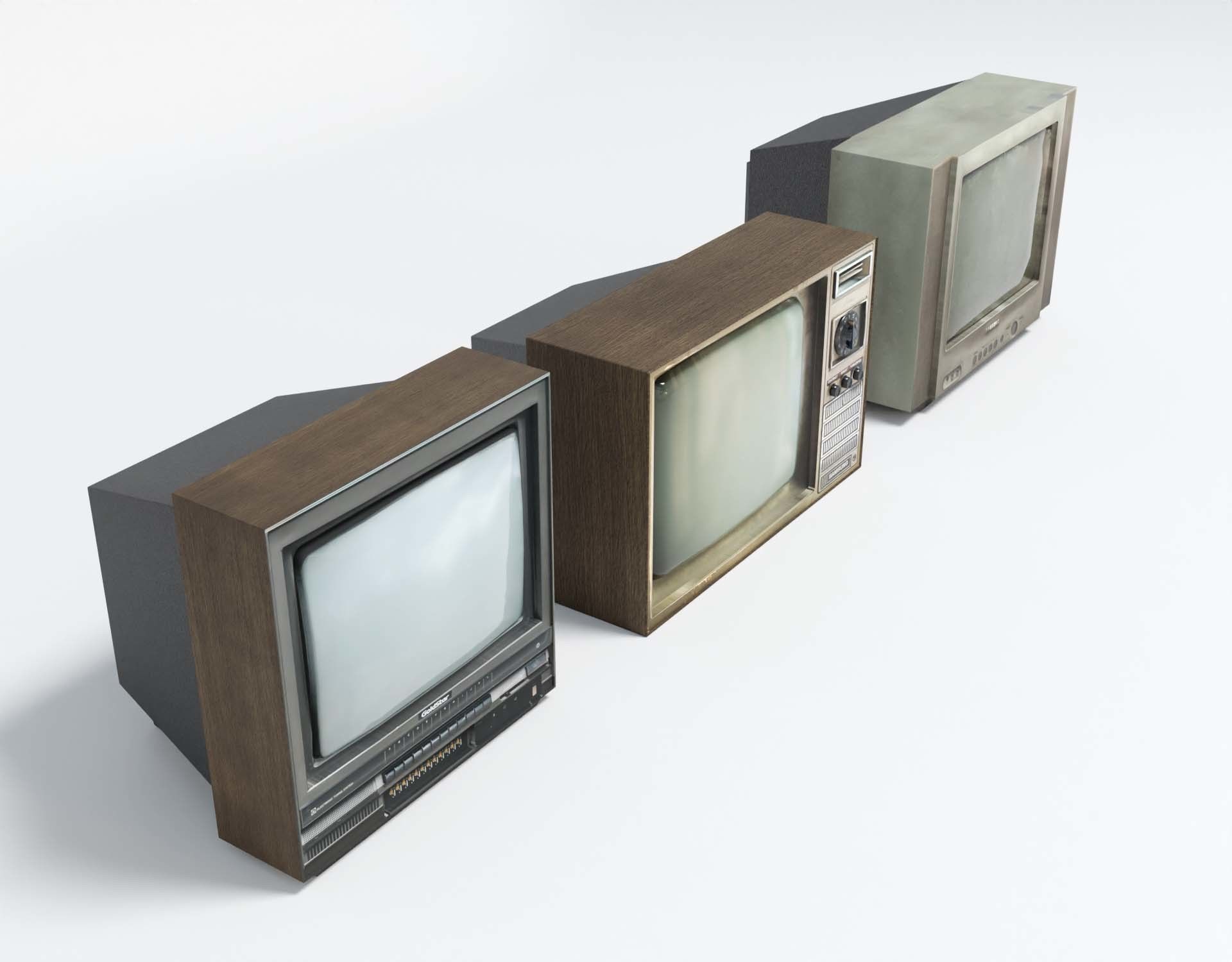 Vintage TV sets Retro Television Low Poly Nostalgia 1970s 1980s Low-poly 3D model_2