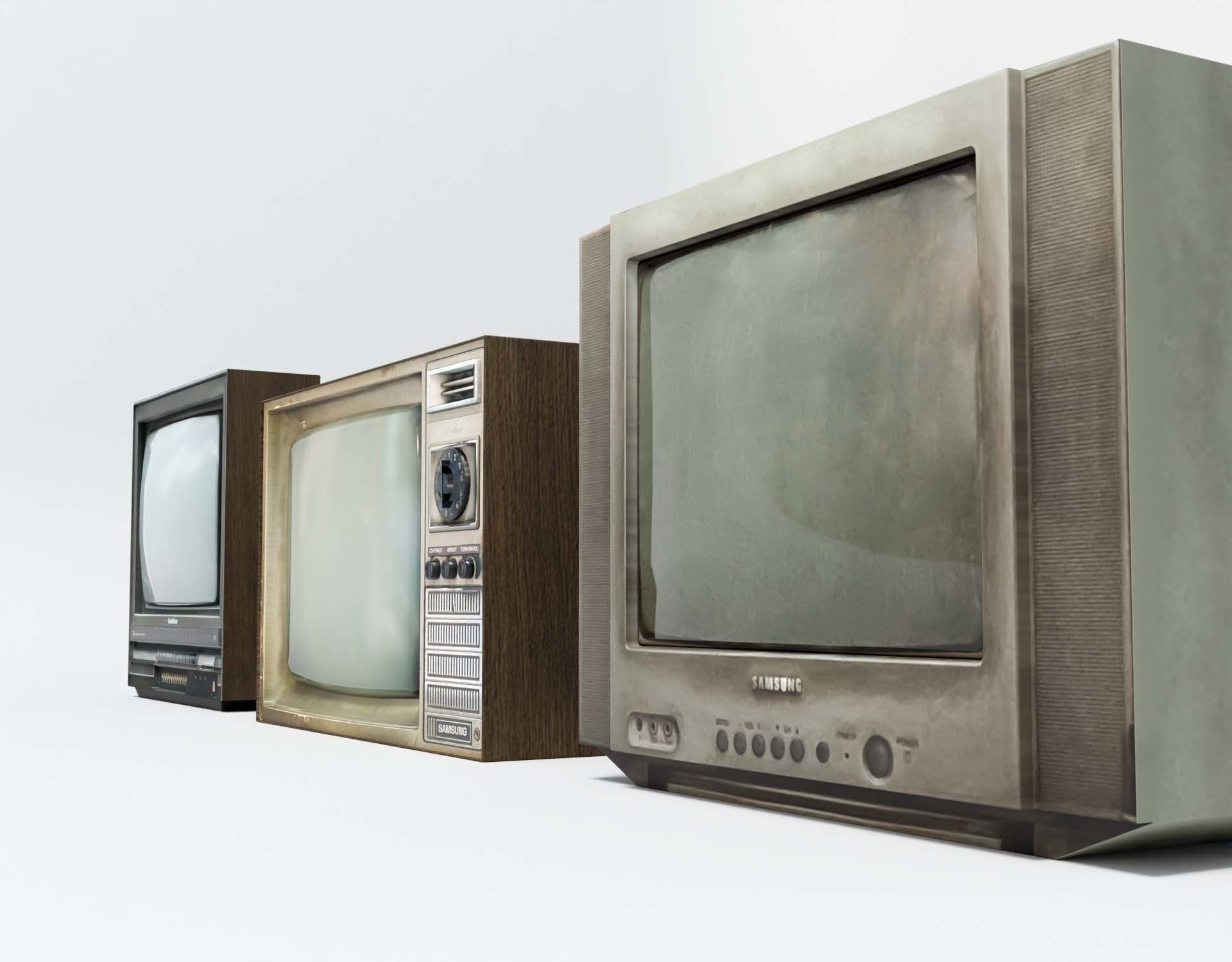 Vintage TV sets Retro Television Low Poly Nostalgia 1970s 1980s Low-poly 3D model_3