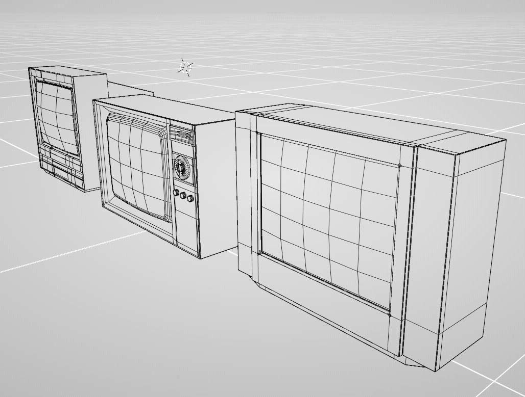 Vintage TV sets Retro Television Low Poly Nostalgia 1970s 1980s Low-poly 3D model_5