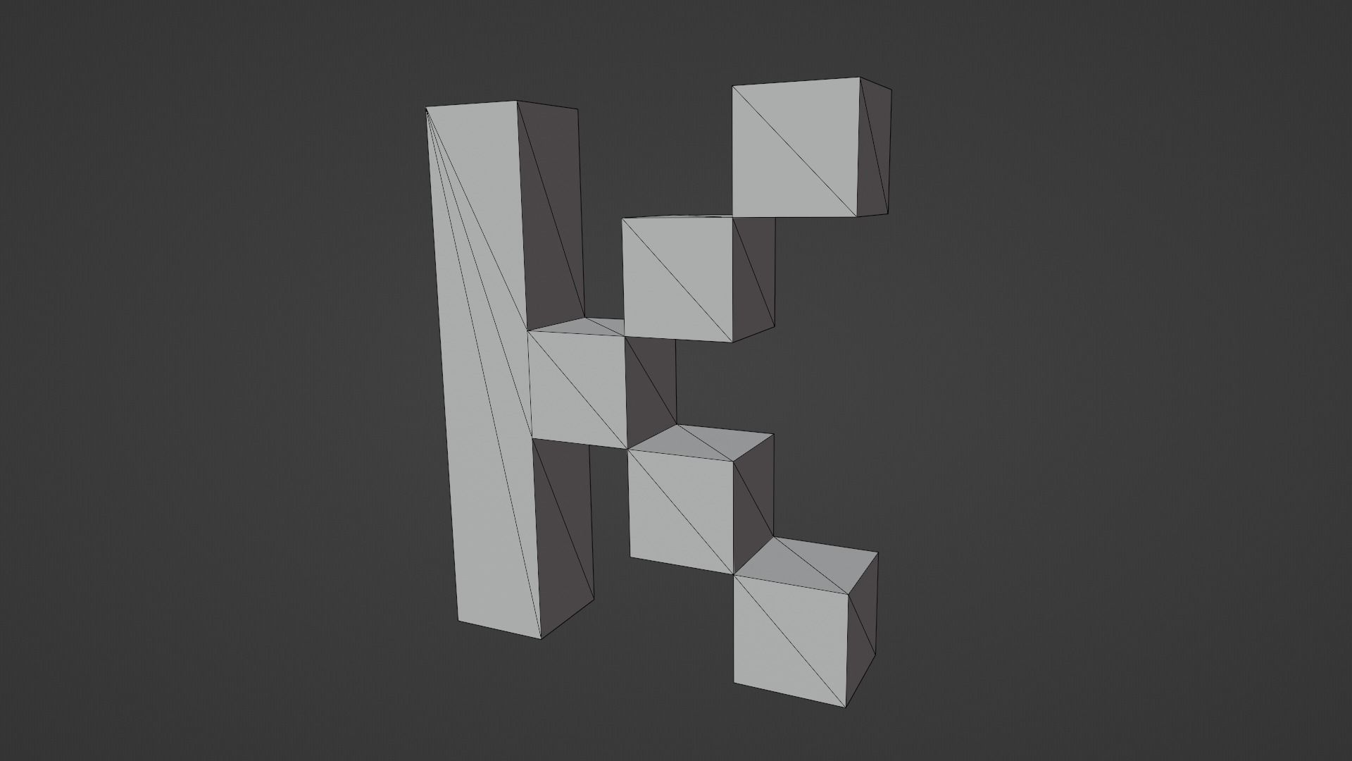 Pixel Letter K Low-poly 3D model_12