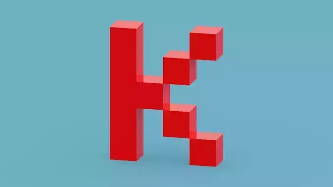 Pixel Letter K Low-poly 3D model
