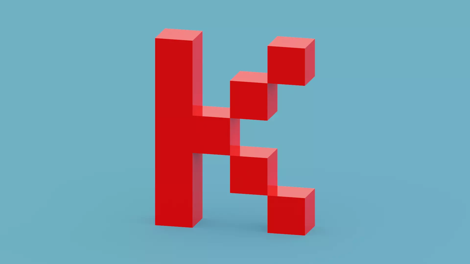 Pixel Letter K Low-poly 3D model_0