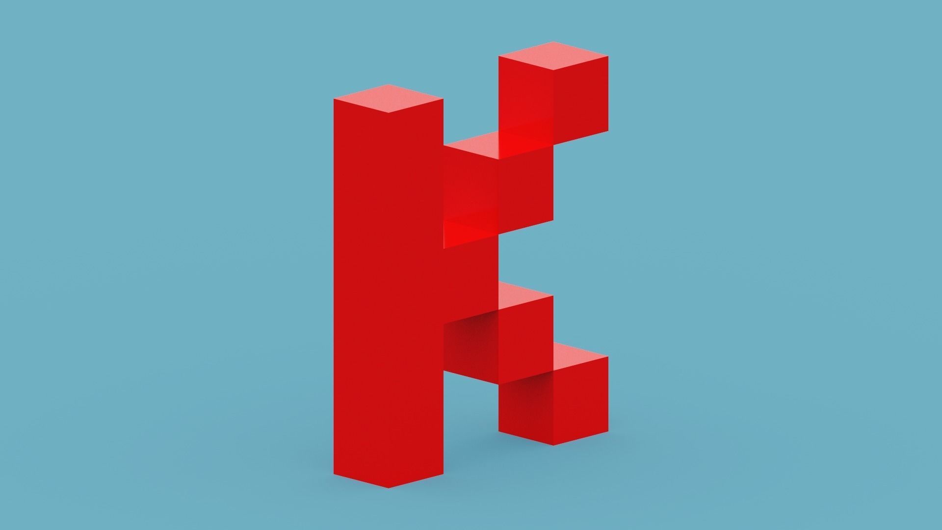 Pixel Letter K Low-poly 3D model_10