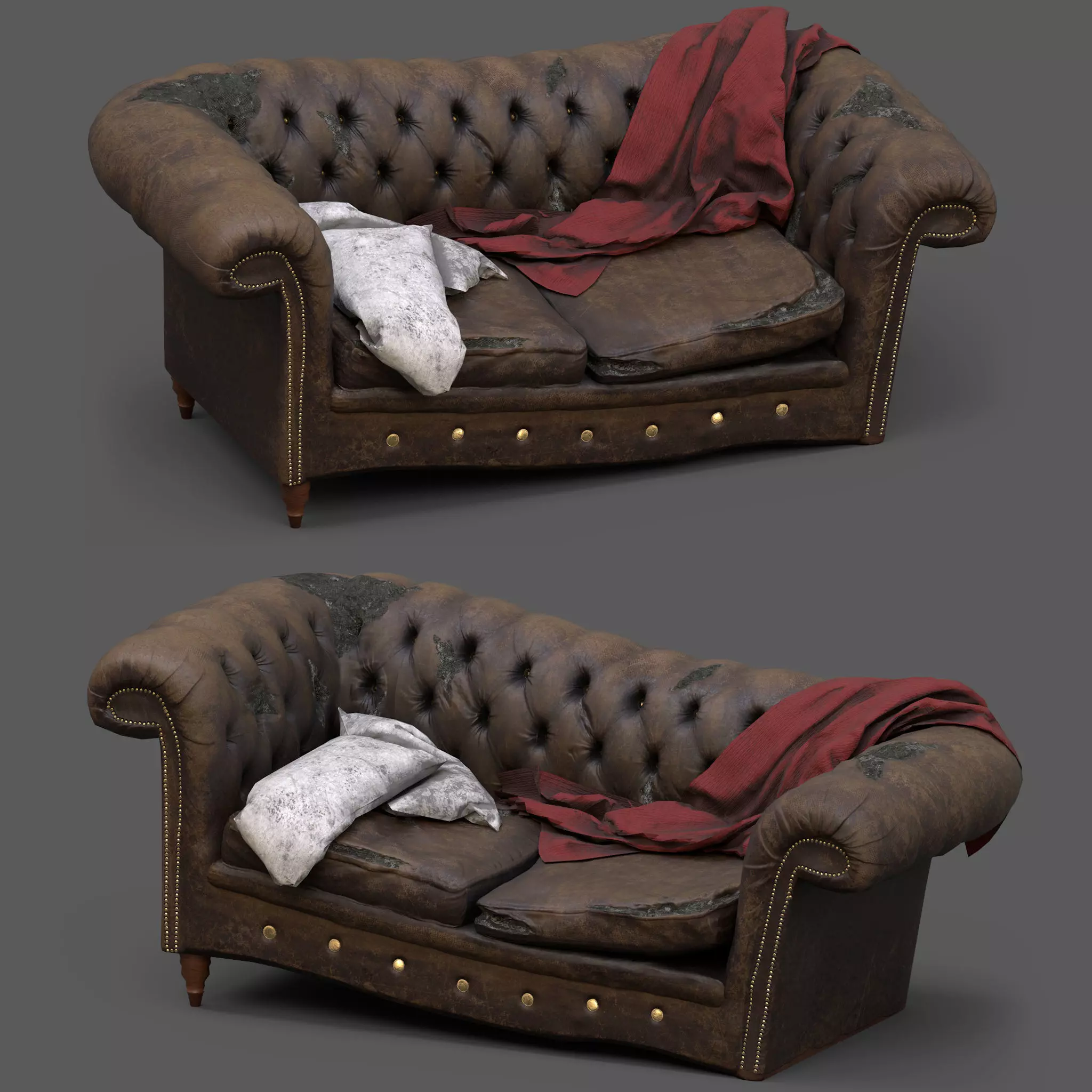 Busted Sofa Low-poly 3D model