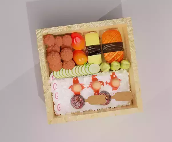 Japanese LunchBox 3D Low-poly 3D model
