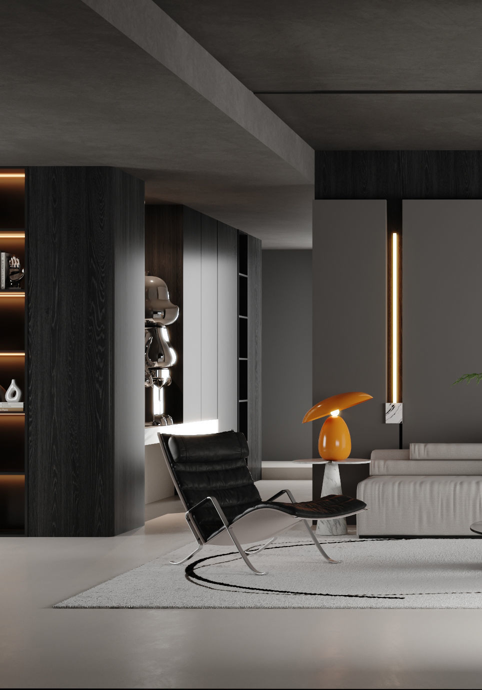 Modern minimalist living room 3D model_5