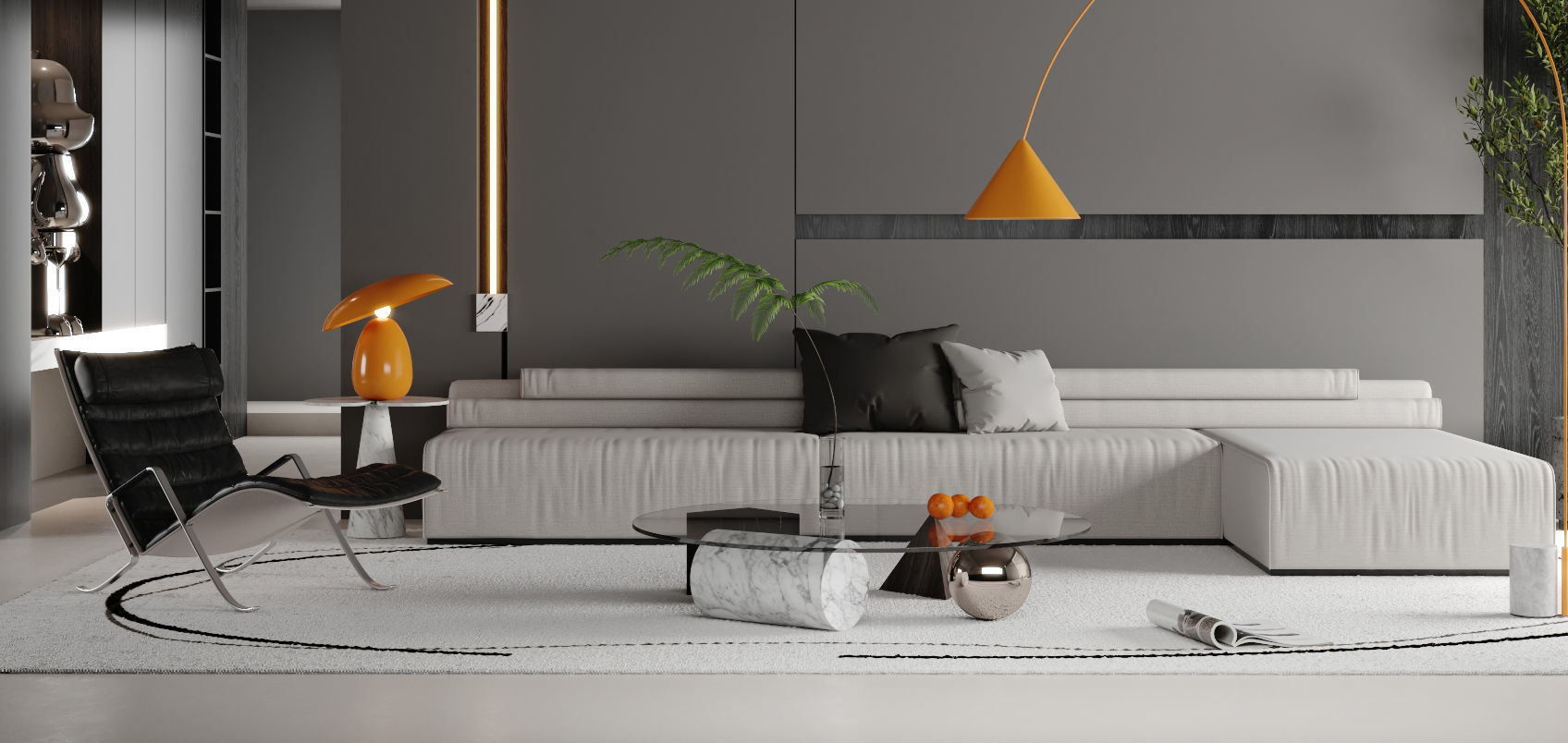 Modern minimalist living room 3D model_6