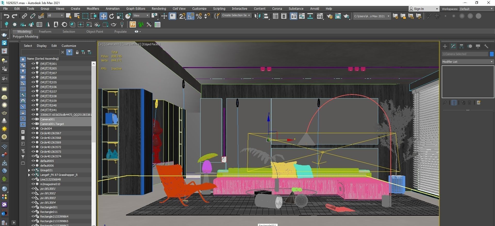 Modern minimalist living room 3D model_3