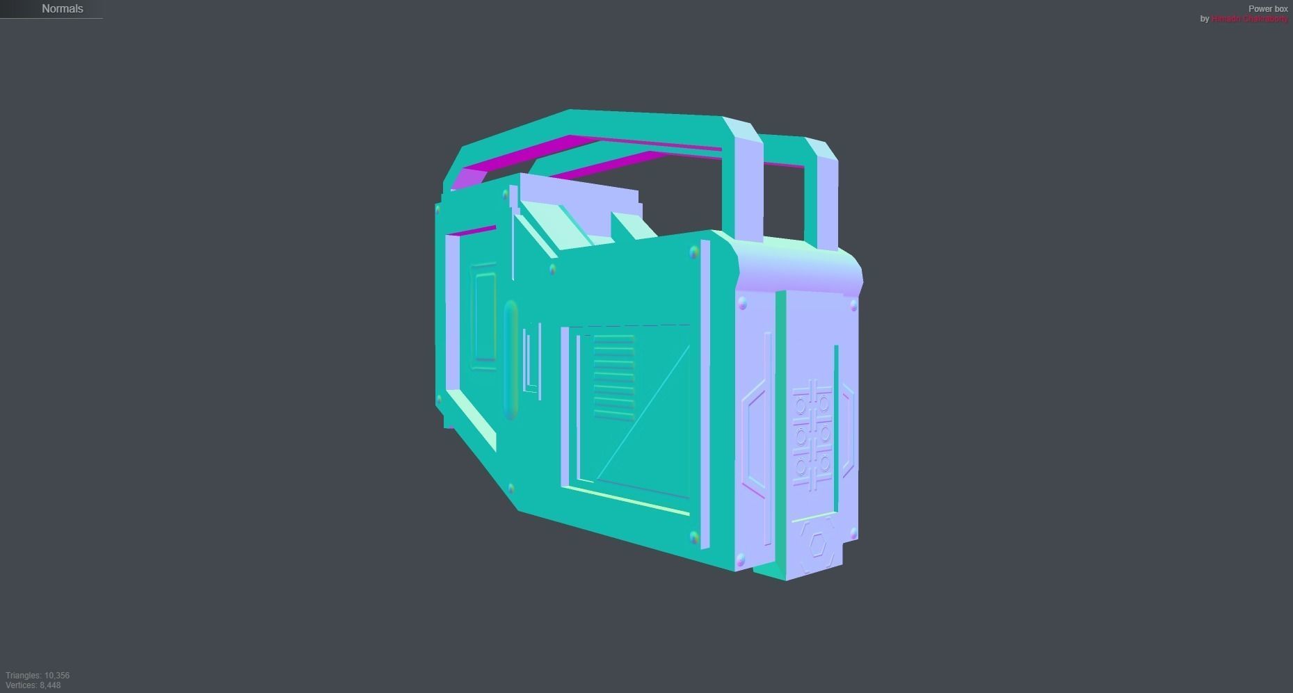 scifi Powerbox Low-poly 3D model_9