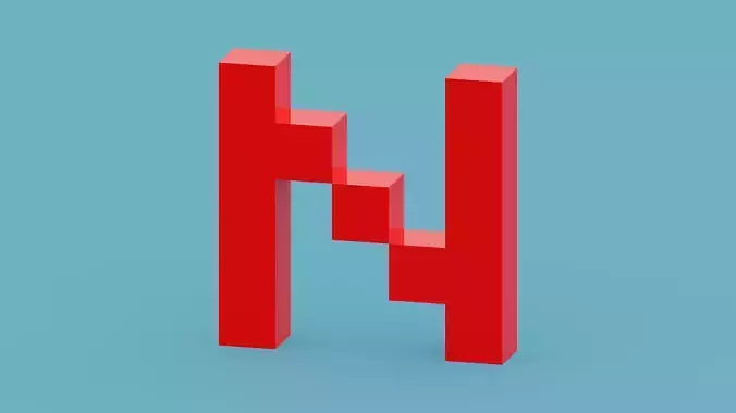 Pixel Letter N Low-poly 3D model