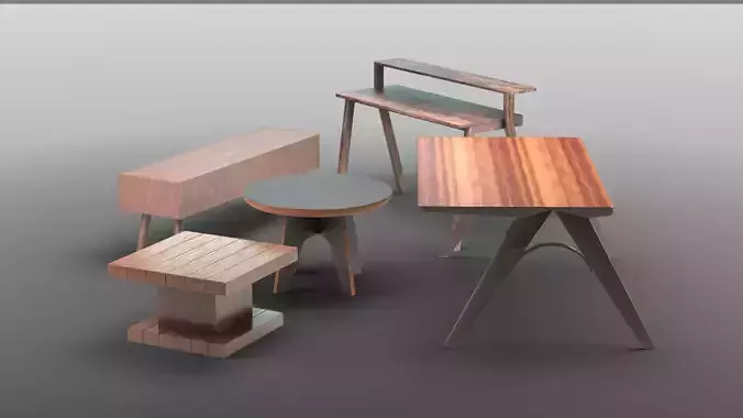 Wooden Tables low-poly