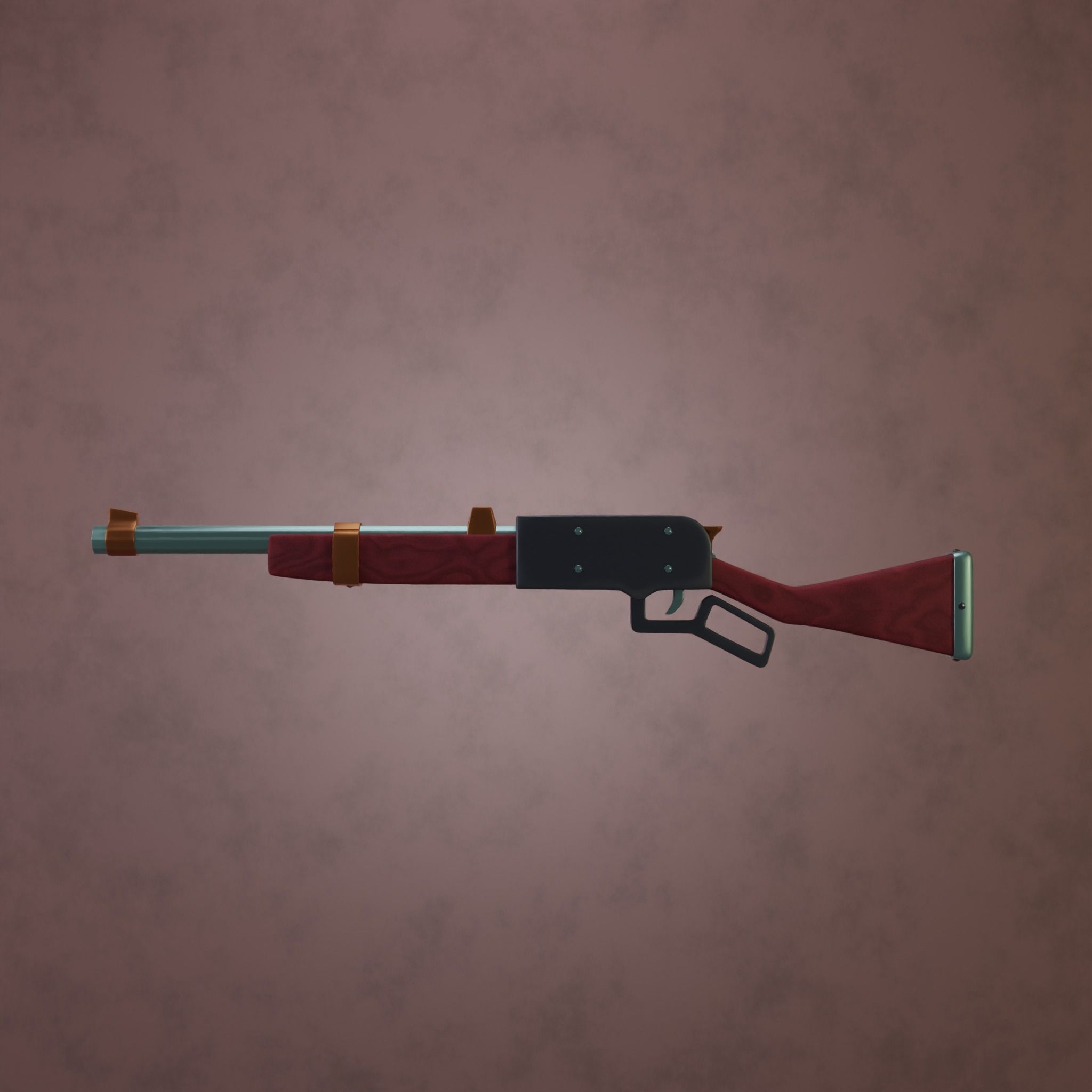 LeverActionRifle gun with wooden handle Low-poly 3D model_3