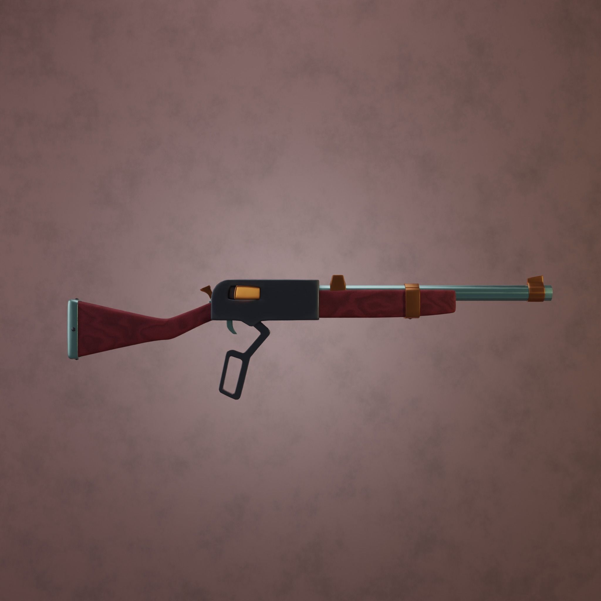 LeverActionRifle gun with wooden handle Low-poly 3D model_1