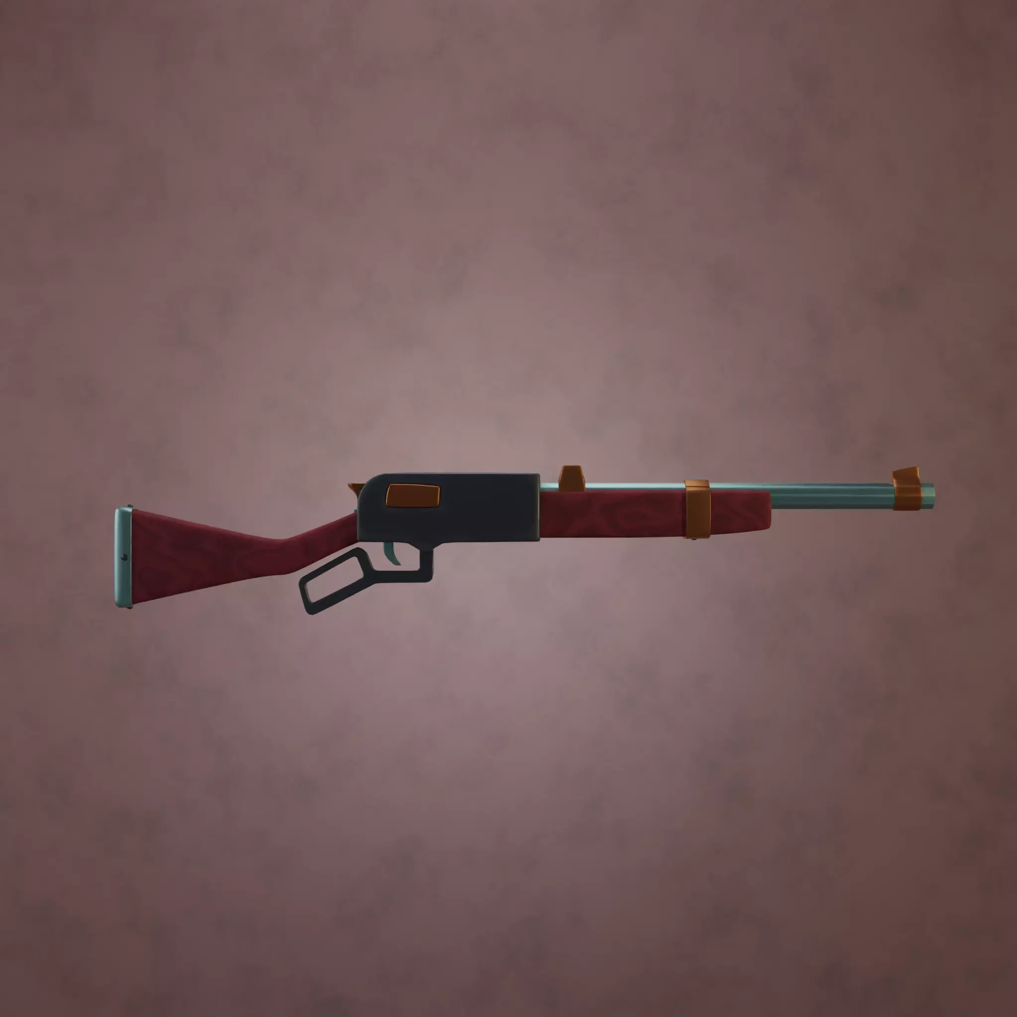 LeverActionRifle gun with wooden handle Low-poly 3D model_0